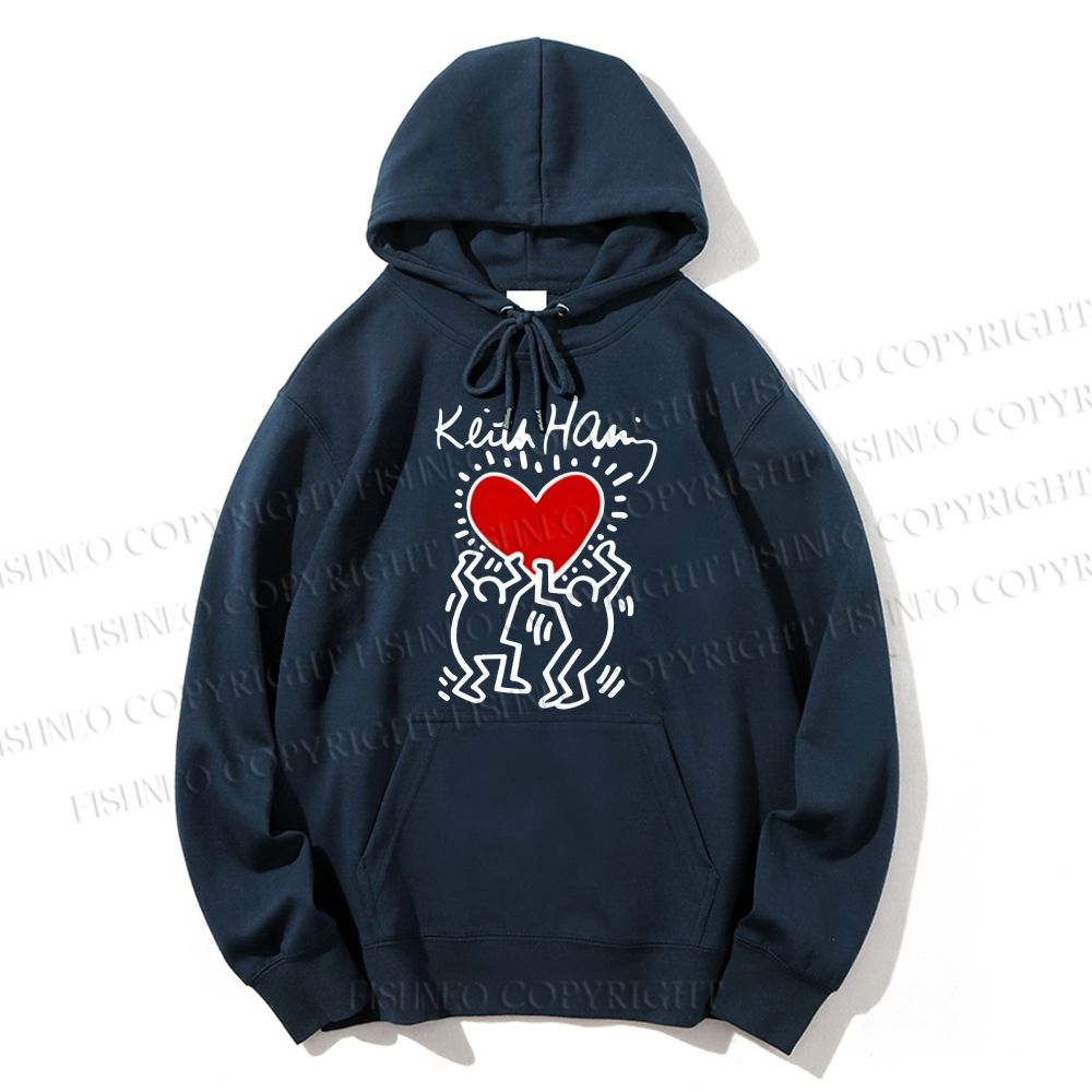 Unisex Casual Cotton Keith Haring Vintage Printed Hoodie
