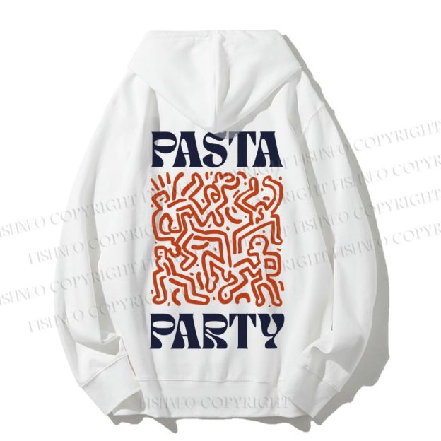 Unisex Casual Cotton Pasta Party Printed Hoodie