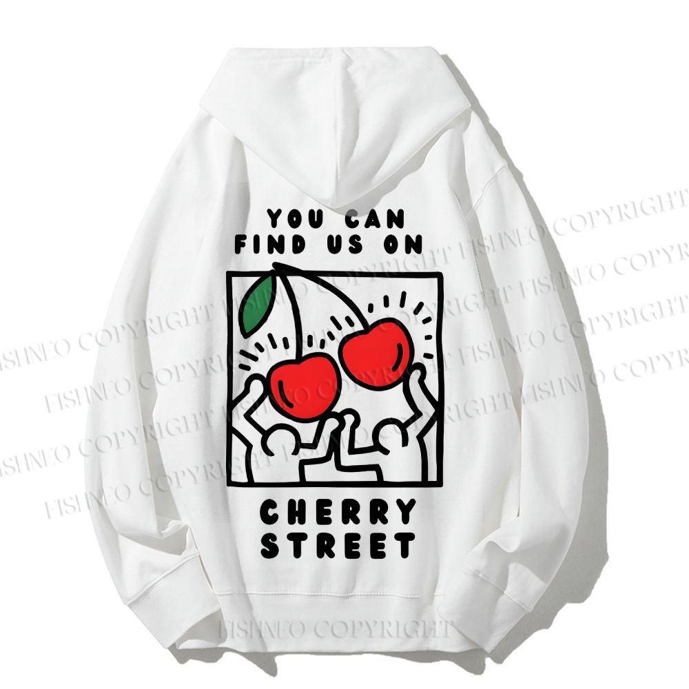 Unisex Casual Cotton Keith Haring Cherry Printed Hoodie