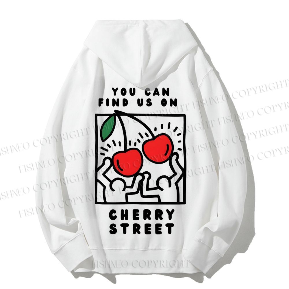 Unisex Casual Cotton Keith Haring Cherry Printed Hoodie