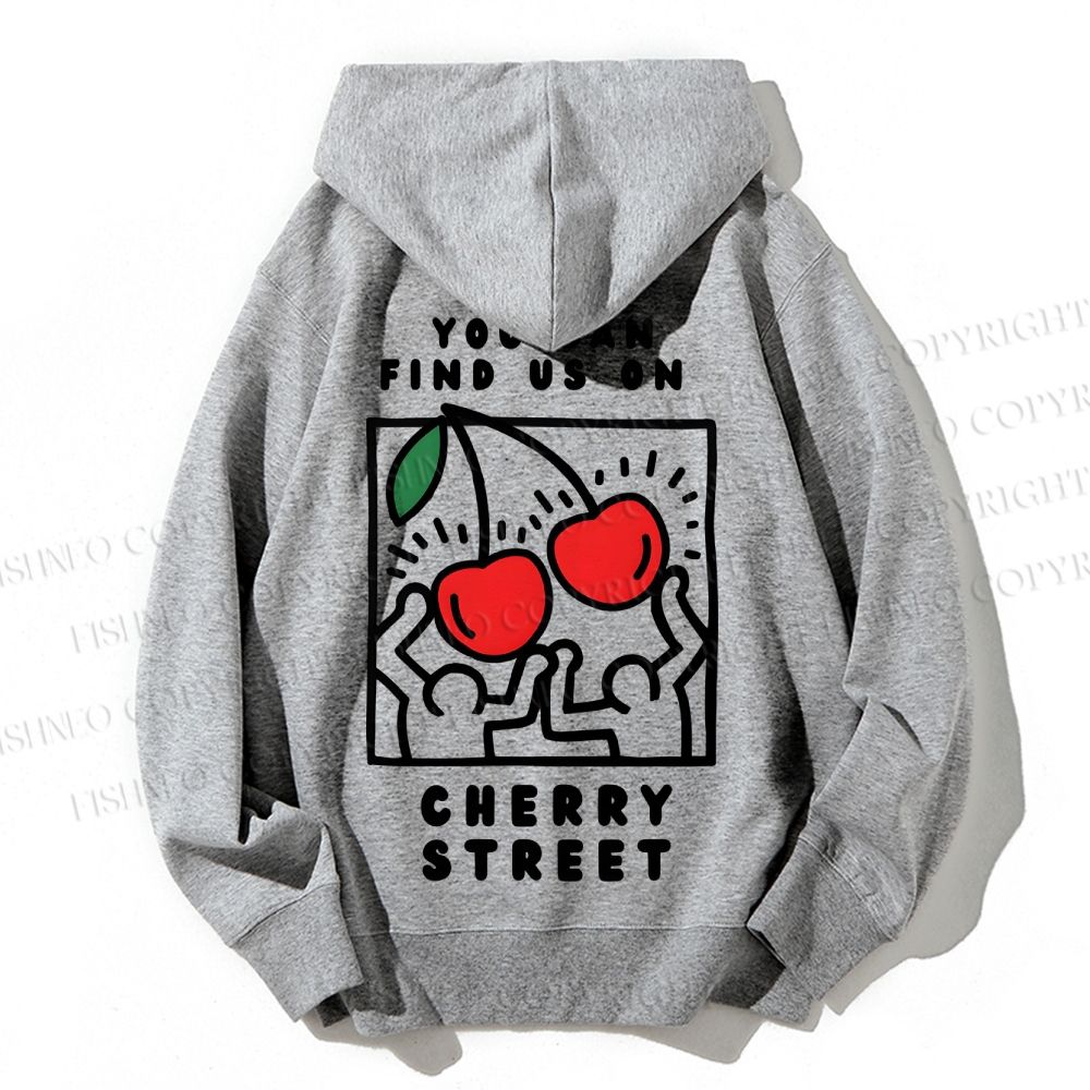 Unisex Casual Cotton Keith Haring Cherry Printed Hoodie