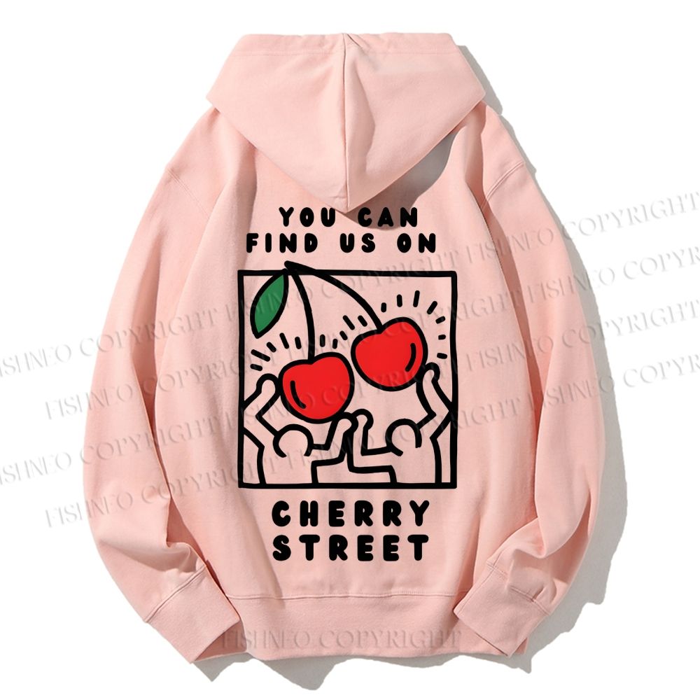 Unisex Casual Cotton Keith Haring Cherry Printed Hoodie
