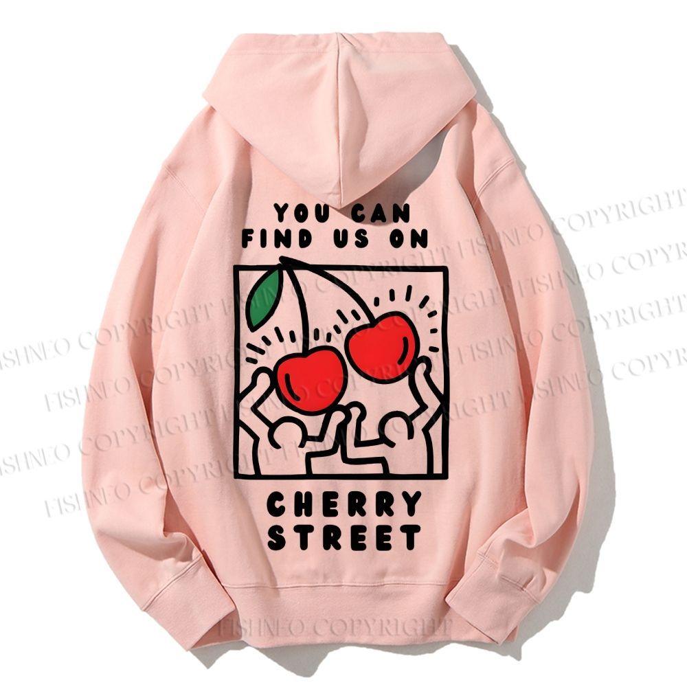 Unisex Casual Cotton Keith Haring Cherry Printed Hoodie