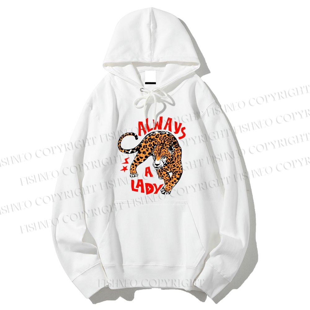 Unisex Casual Cotton Always A Lady Leopard Printed Hoodie