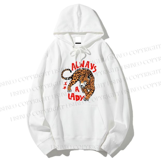 Unisex Casual Cotton Always A Lady Leopard Printed Hoodie