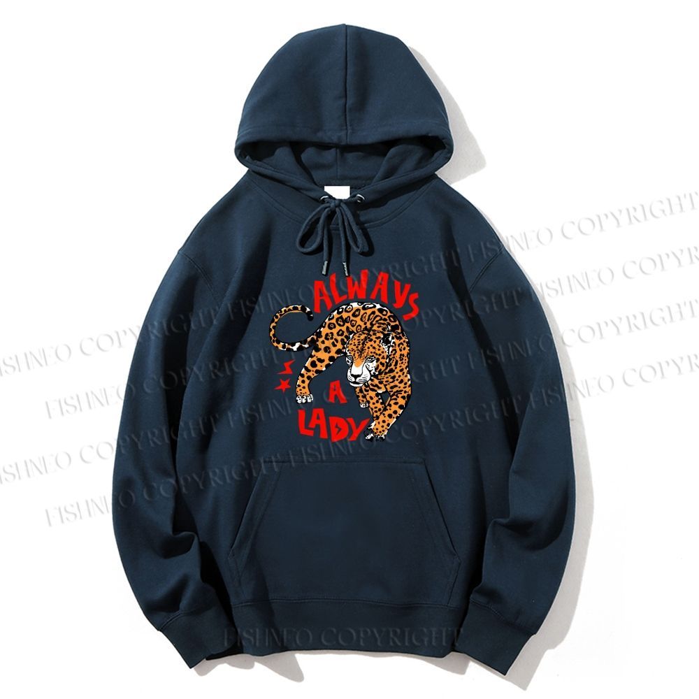 Unisex Casual Cotton Always A Lady Leopard Printed Hoodie
