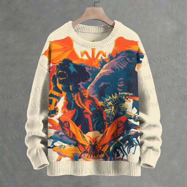 Godzilla and Monsters Crew Neck Sweater