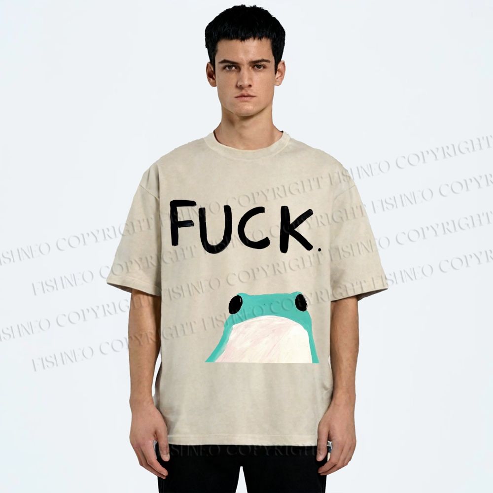 Unisex Fuck Frog Printed Washed Tee
