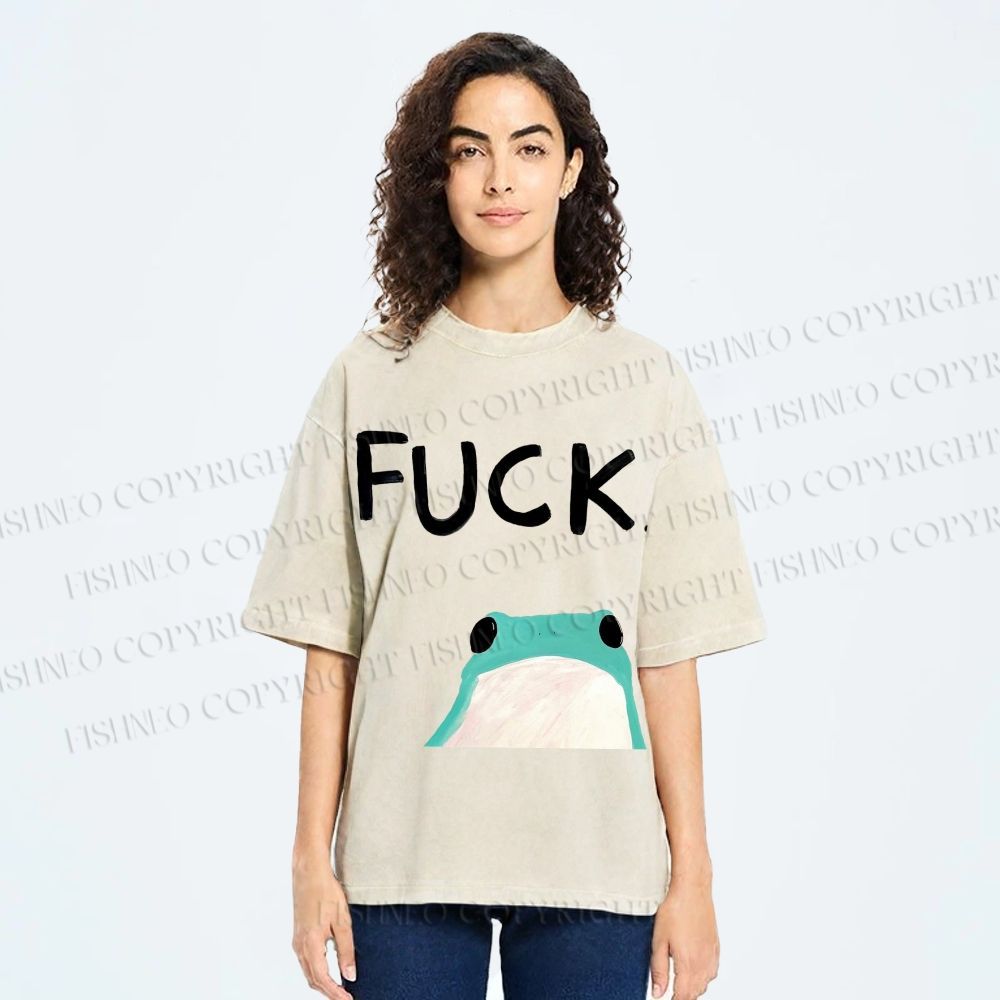 Unisex Fuck Frog Printed Washed Tee