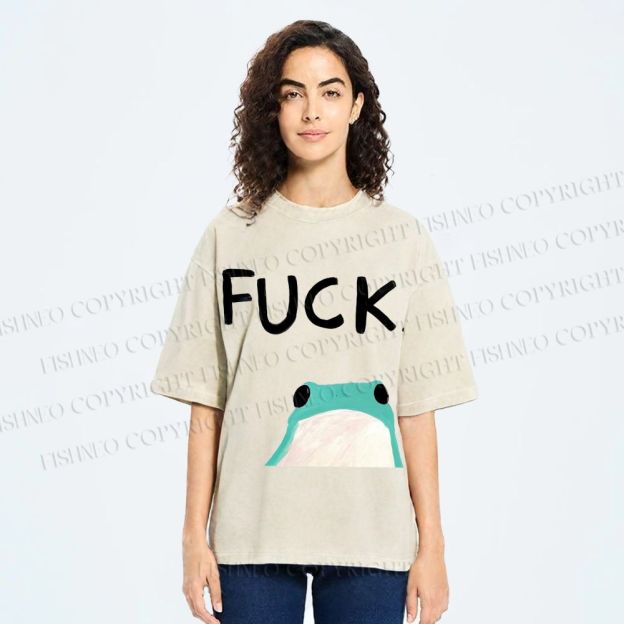 Unisex Fuck Frog Printed Washed Tee