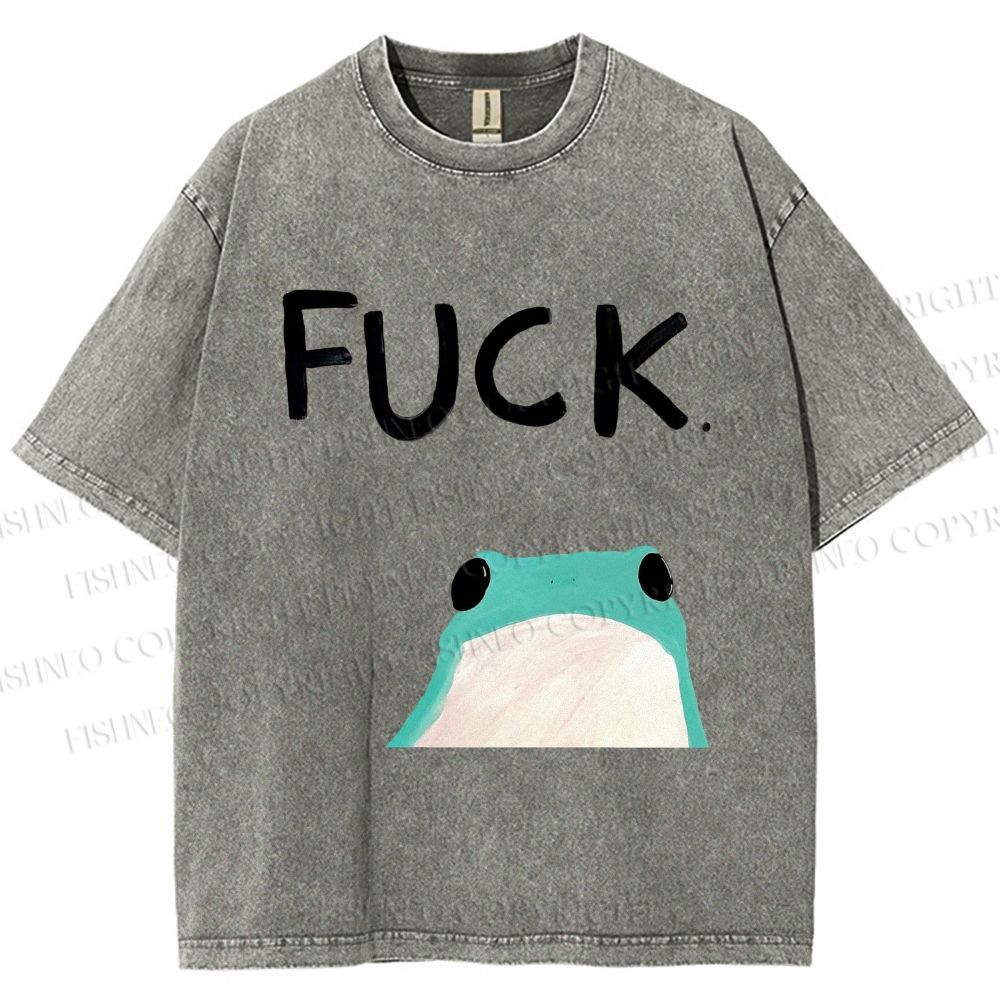 Unisex Fuck Frog Printed Washed Tee