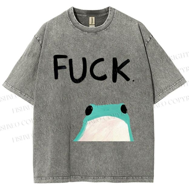 Unisex Fuck Frog Printed Washed Tee