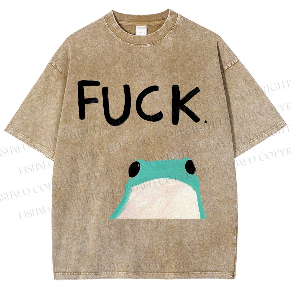 Unisex Fuck Frog Printed Washed Tee