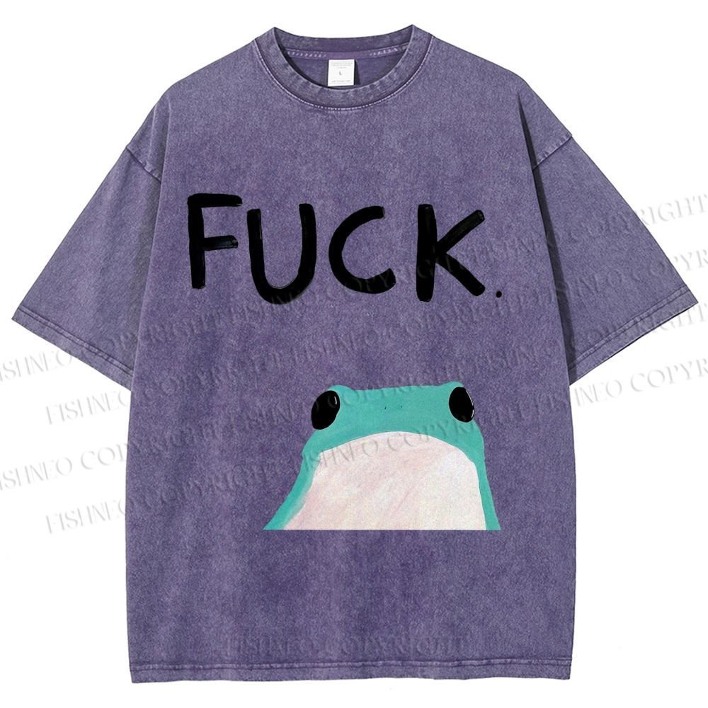 Unisex Fuck Frog Printed Washed Tee
