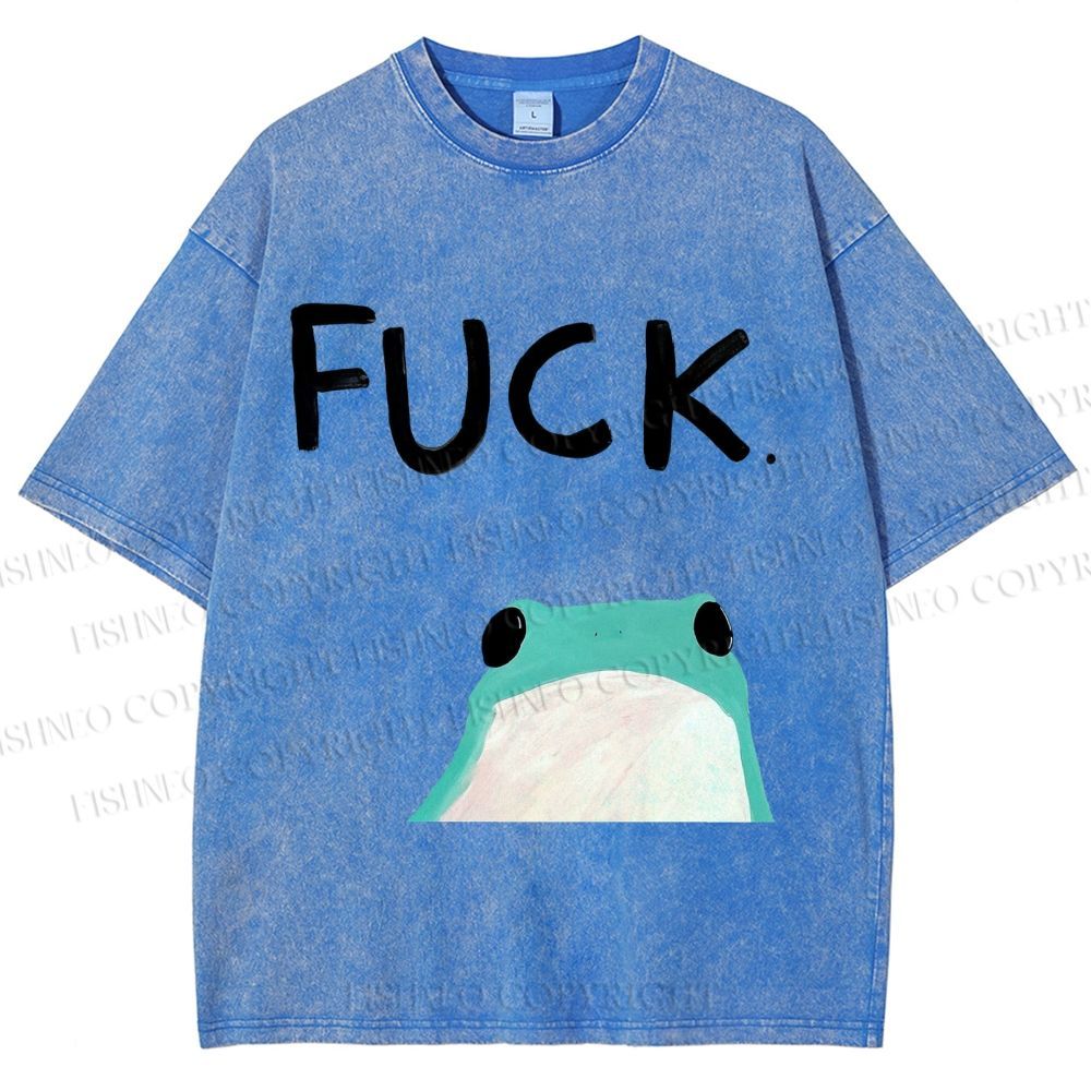 Unisex Fuck Frog Printed Washed Tee