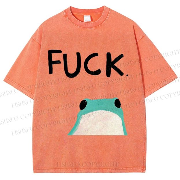 Unisex Fuck Frog Printed Washed Tee