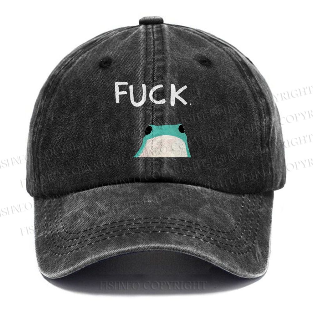 Unisex Vintage Casual Fuck Frog Washed Cap