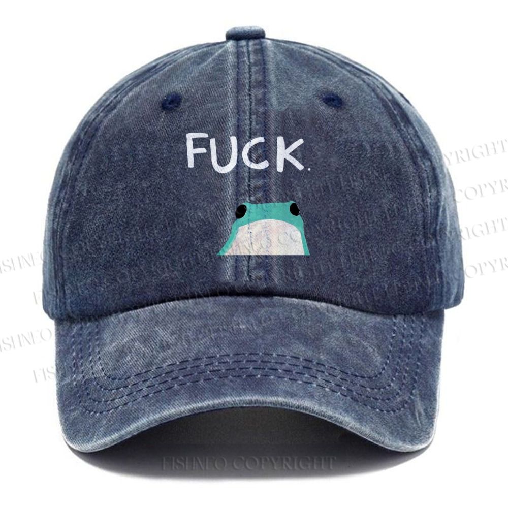 Unisex Vintage Casual Fuck Frog Washed Cap