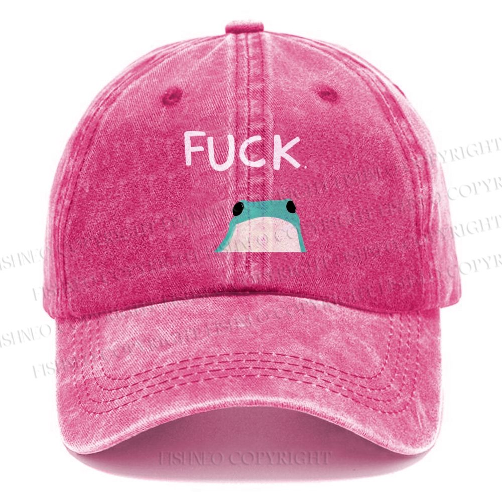 Unisex Vintage Casual Fuck Frog Washed Cap