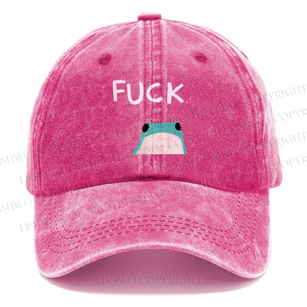 Unisex Vintage Casual Fuck Frog Washed Cap