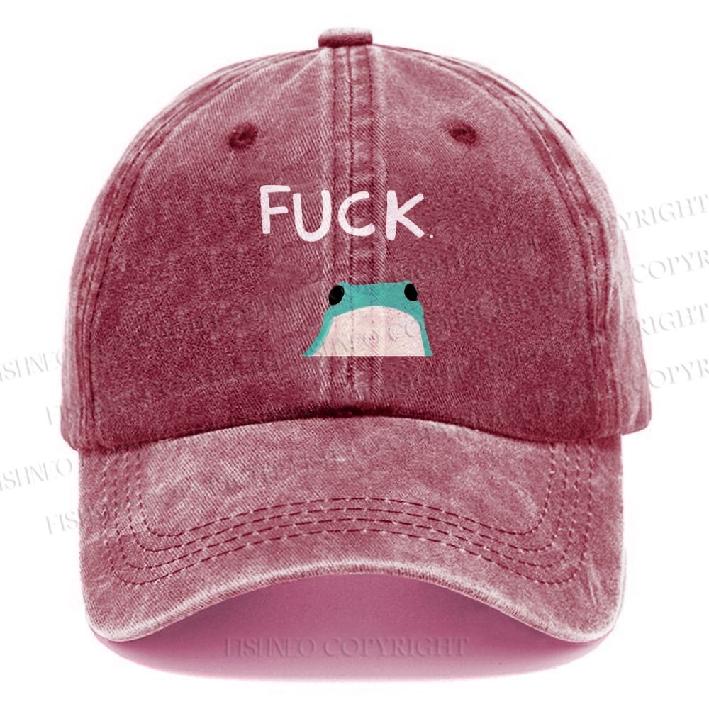 Unisex Vintage Casual Fuck Frog Washed Cap