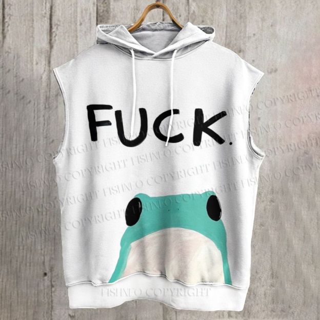 Unisex Fuck Frog Printed Sleeveless Hoodie