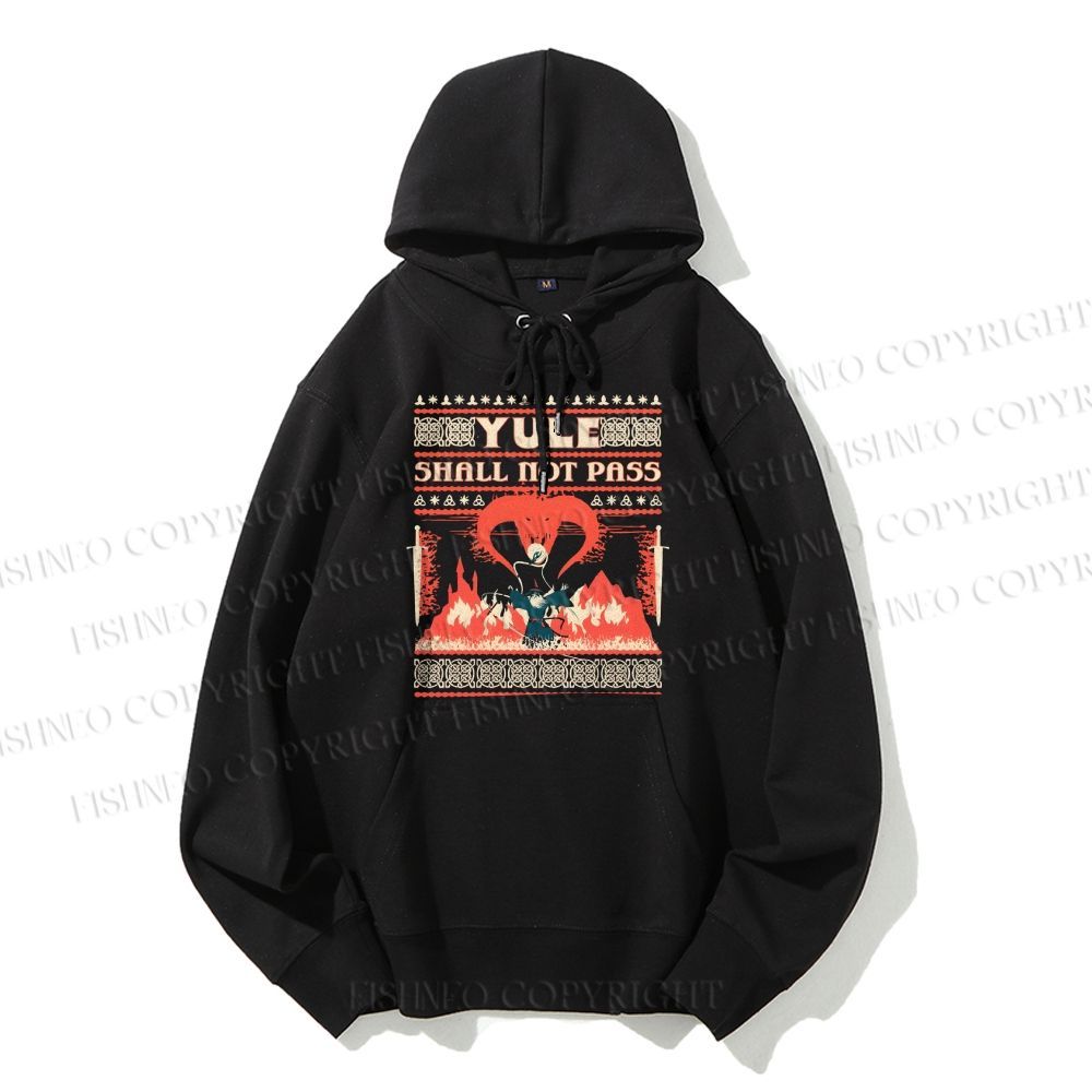 Casual Yule Shall Not Pass Printed Hoodie