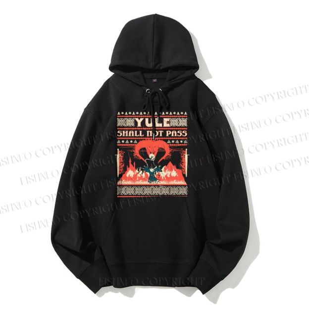 Casual Yule Shall Not Pass Printed Hoodie