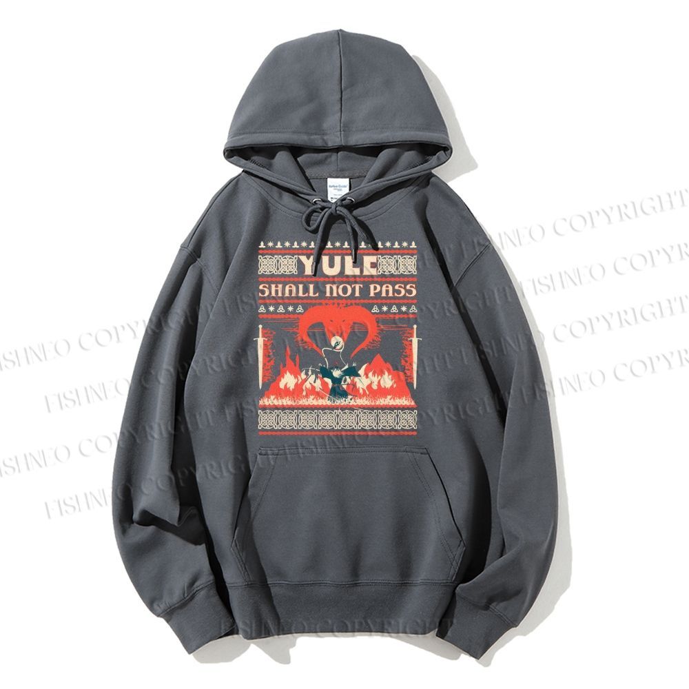 Casual Yule Shall Not Pass Printed Hoodie