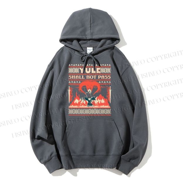 Casual Yule Shall Not Pass Printed Hoodie