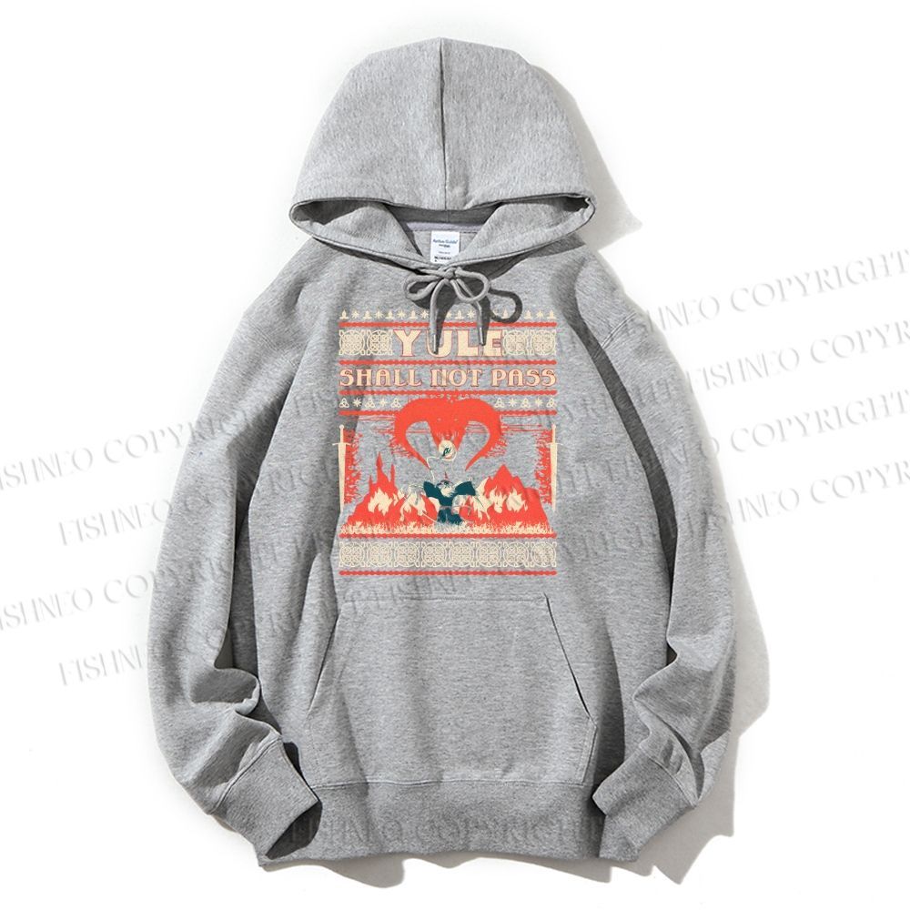 Casual Yule Shall Not Pass Printed Hoodie