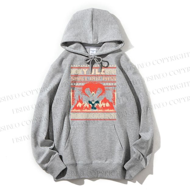 Casual Yule Shall Not Pass Printed Hoodie