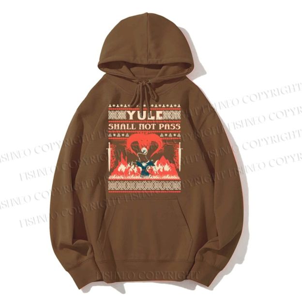 Casual Yule Shall Not Pass Printed Hoodie