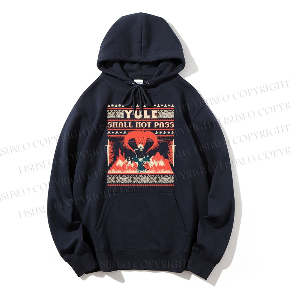 Casual Yule Shall Not Pass Printed Hoodie