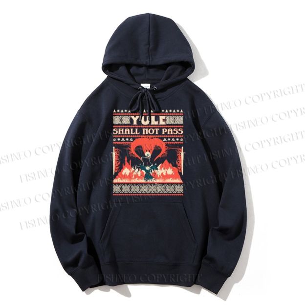 Casual Yule Shall Not Pass Printed Hoodie