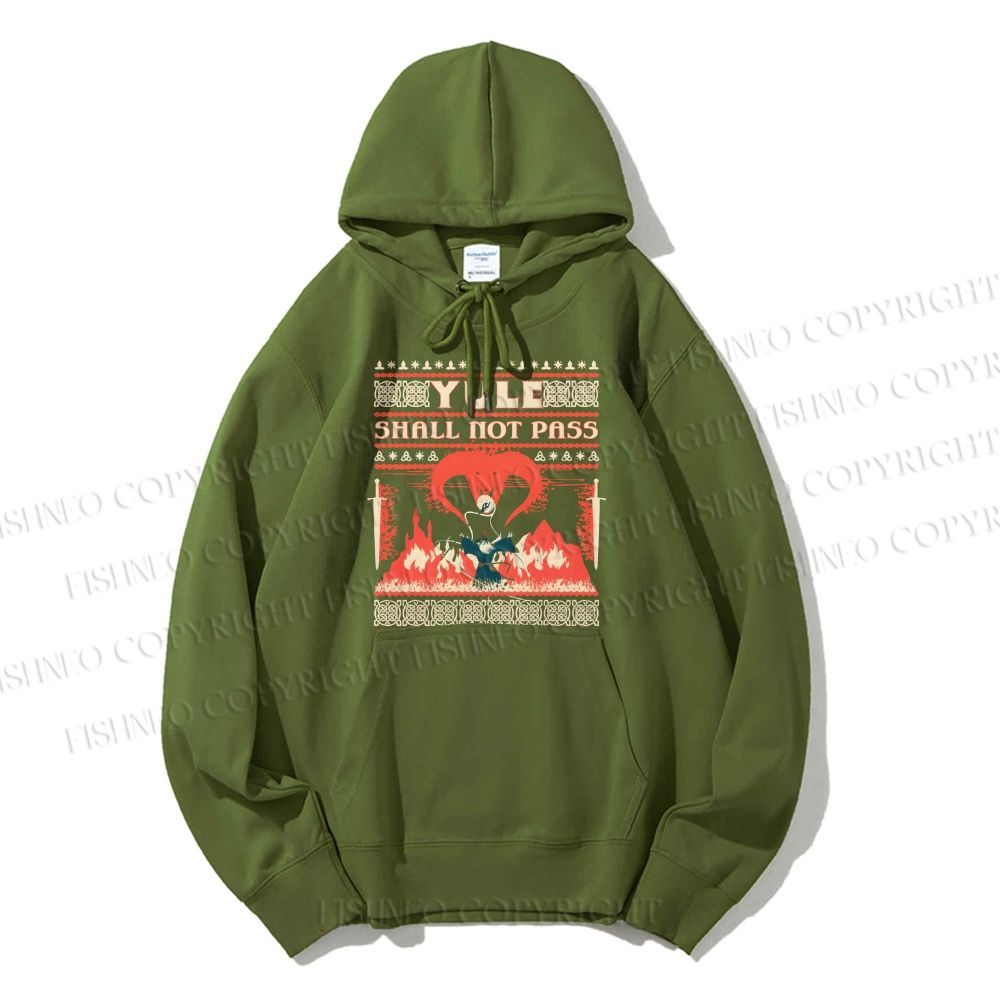 Casual Yule Shall Not Pass Printed Hoodie