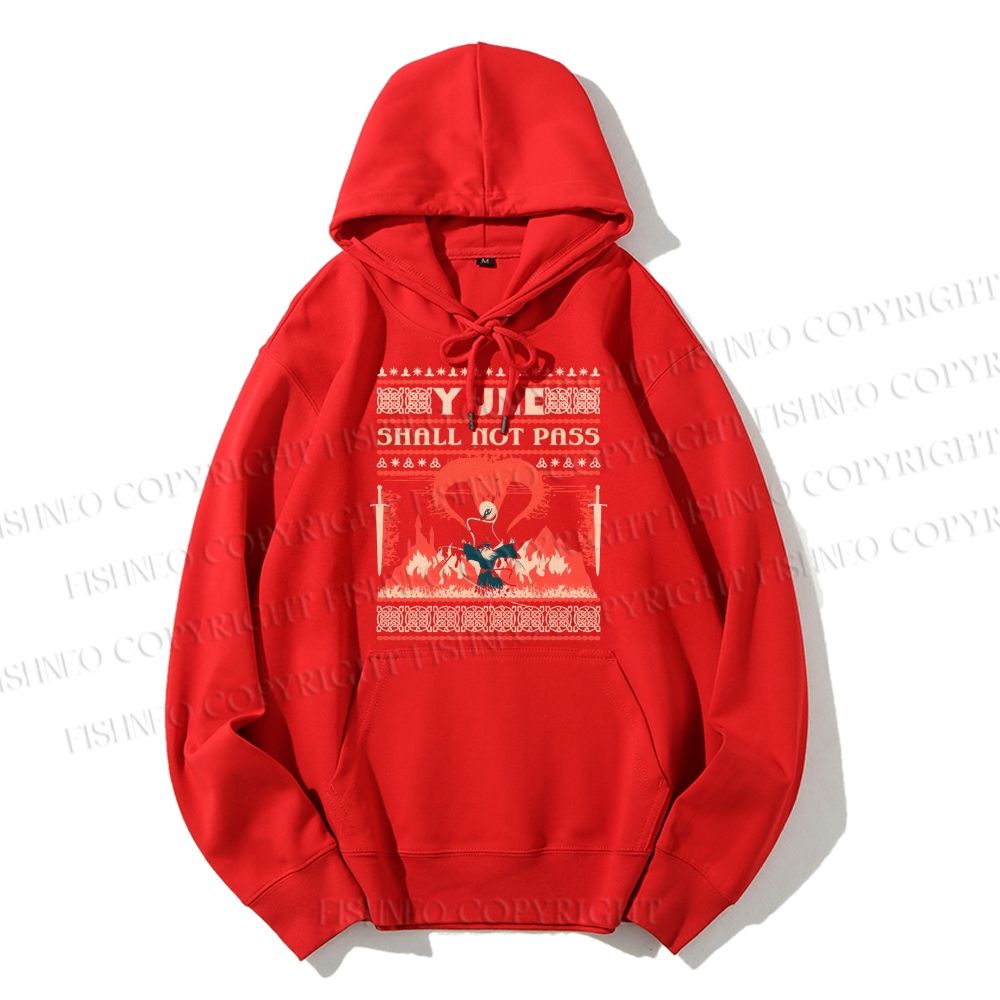 Casual Yule Shall Not Pass Printed Hoodie