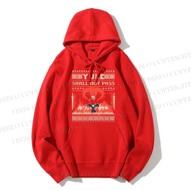 Casual Yule Shall Not Pass Printed Hoodie