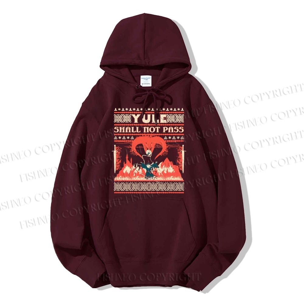 Casual Yule Shall Not Pass Printed Hoodie