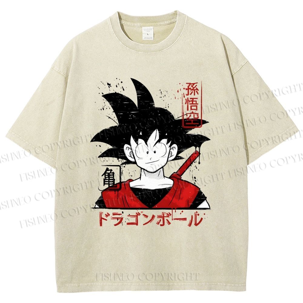 Unisex Dragon Ball Goku Printed Washed Tee