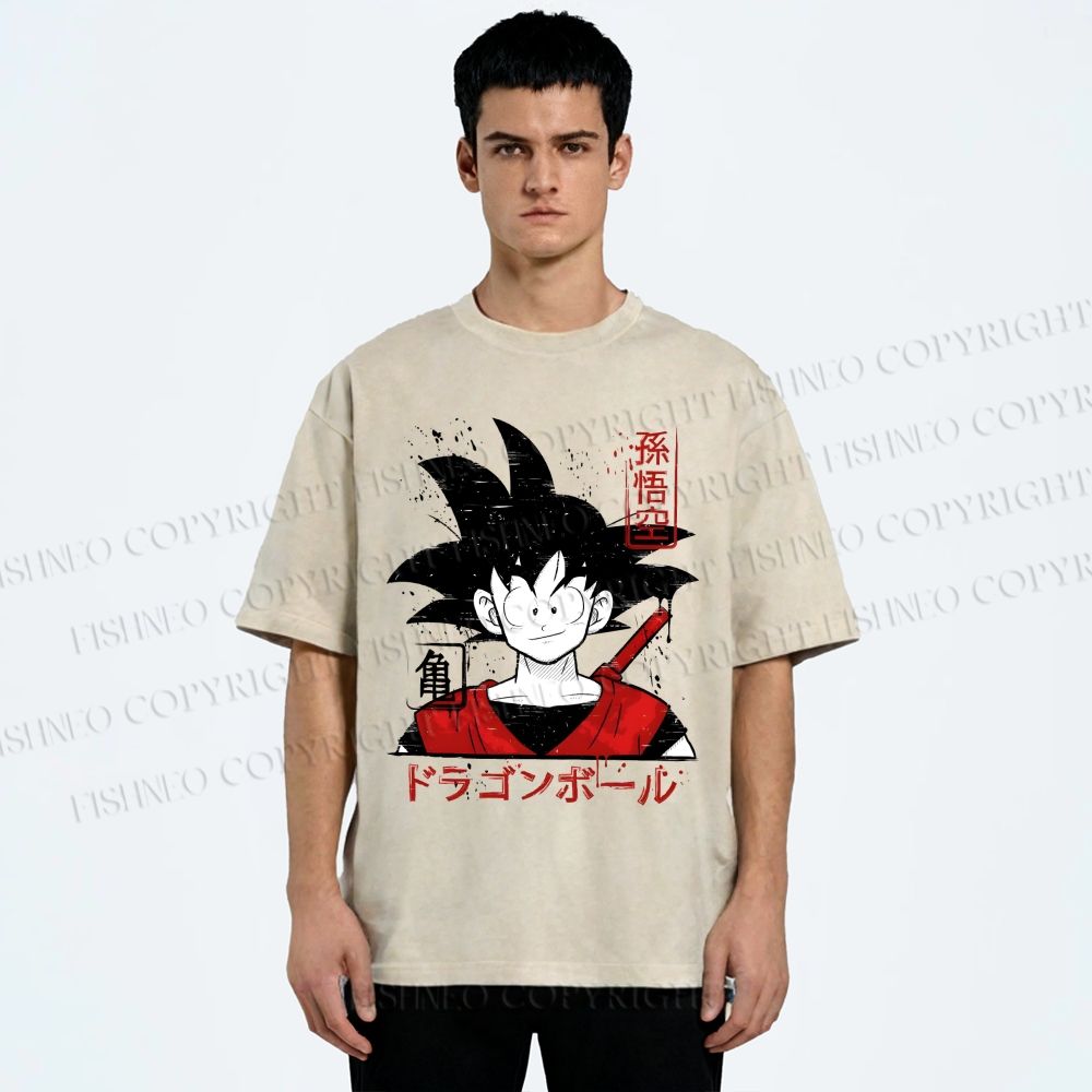 Unisex Dragon Ball Goku Printed Washed Tee