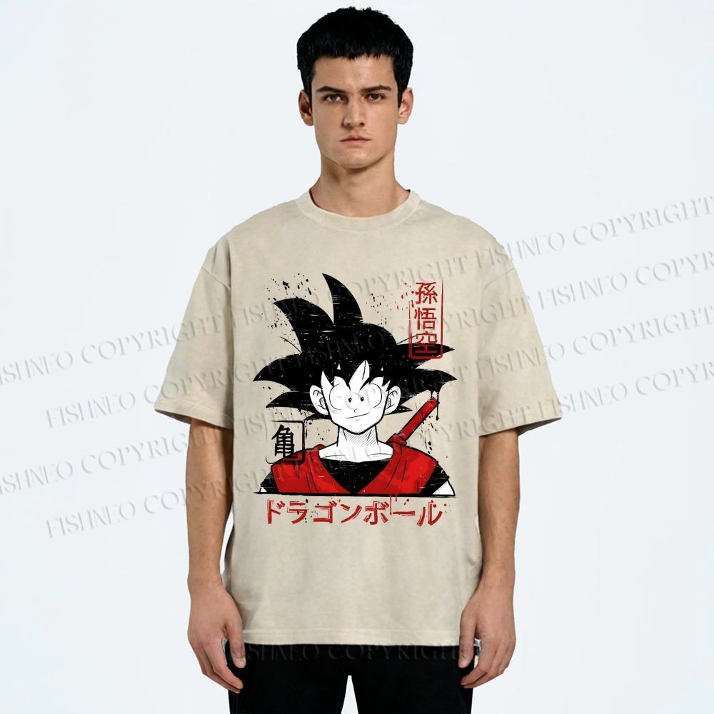 Unisex Dragon Ball Goku Printed Washed Tee
