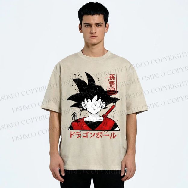 Unisex Dragon Ball Goku Printed Washed Tee