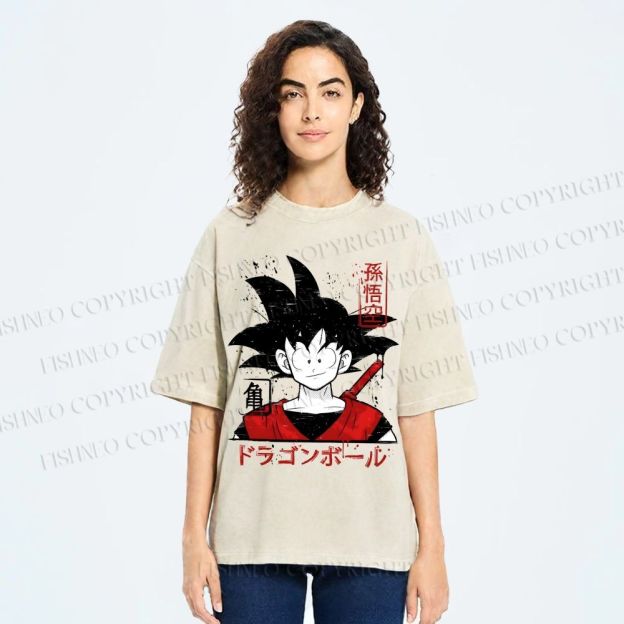 Unisex Dragon Ball Goku Printed Washed Tee