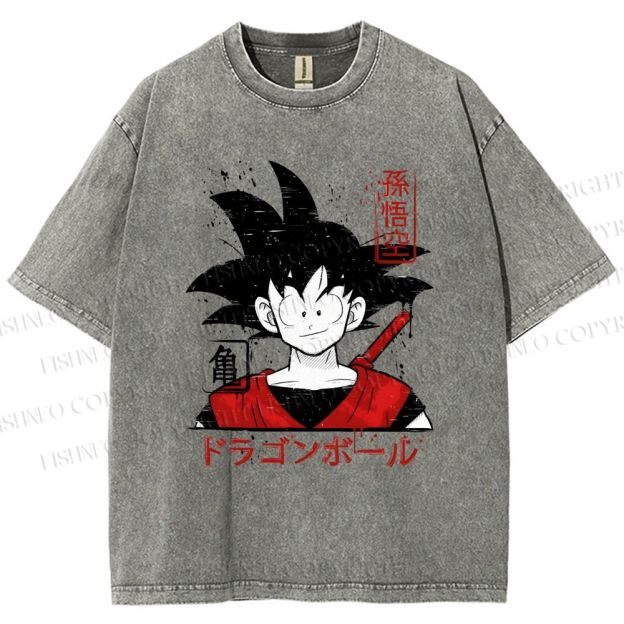 Unisex Dragon Ball Goku Printed Washed Tee