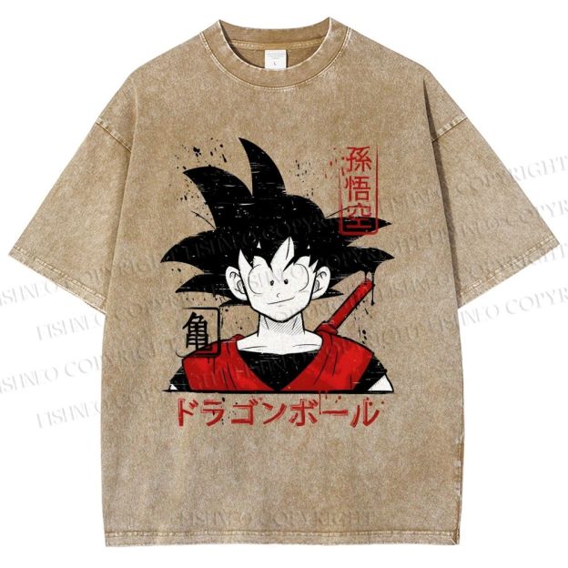 Unisex Dragon Ball Goku Printed Washed Tee