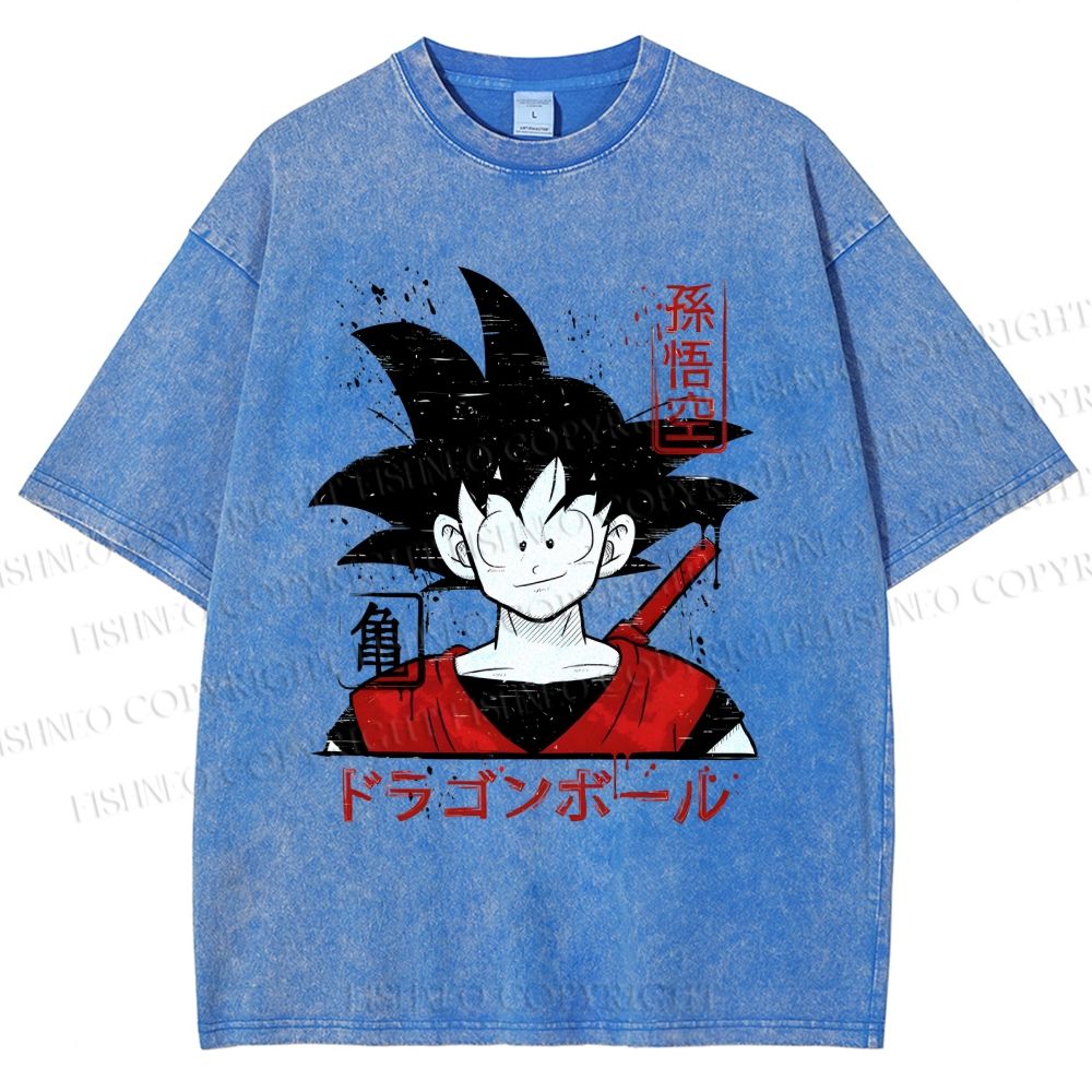 Unisex Dragon Ball Goku Printed Washed Tee