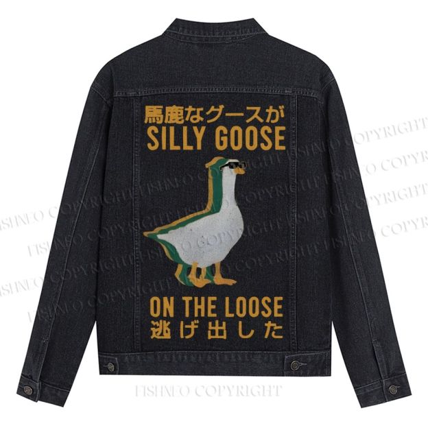 Silly Goose On The Loose Printed Denim Jacket