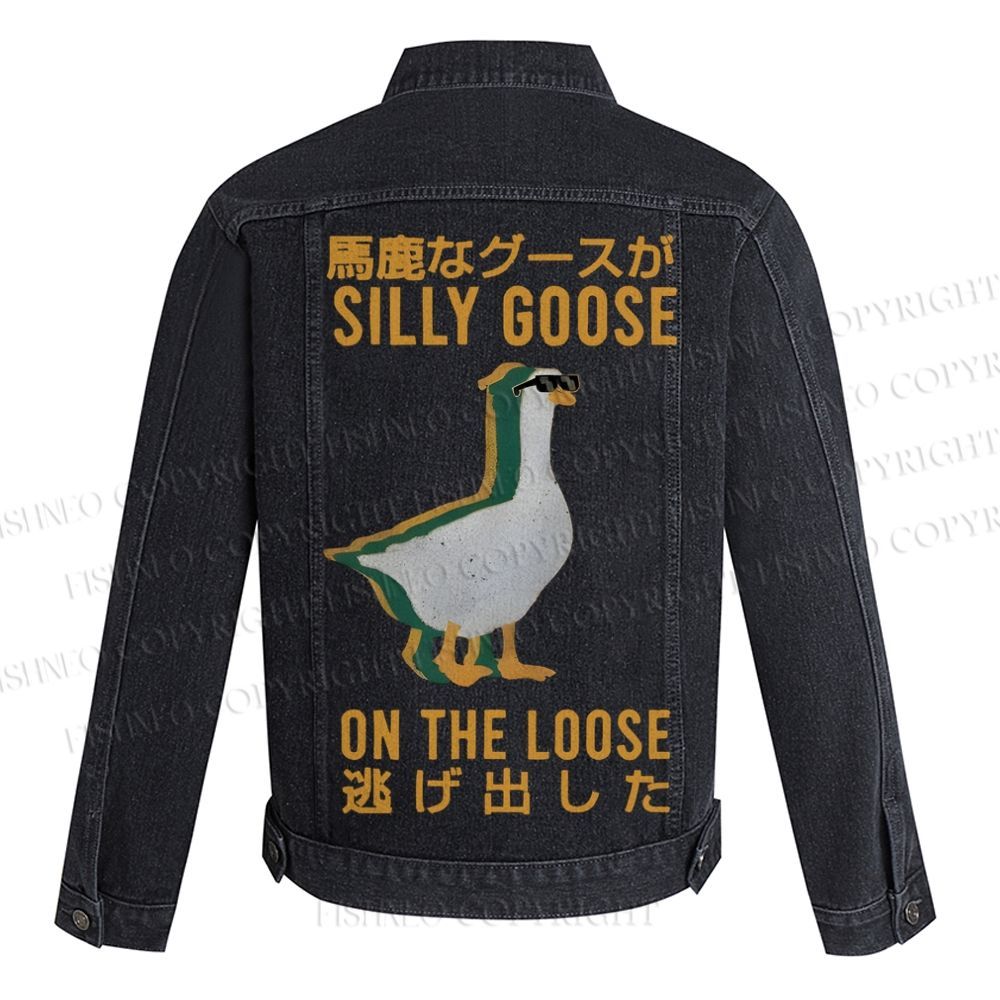 Silly Goose On The Loose Printed Denim Jacket