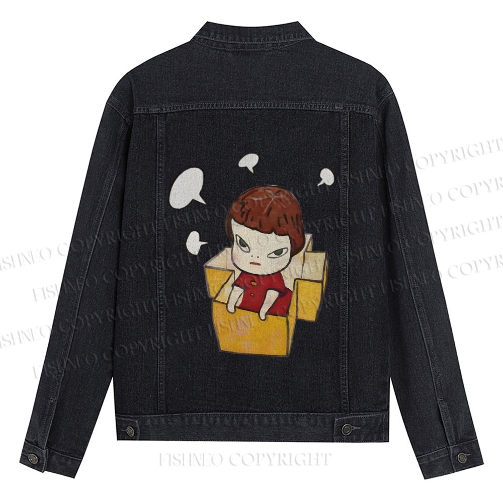 Yoshitomo Nara Girl In Box Lots Of Ideas Printed Denim Jacket